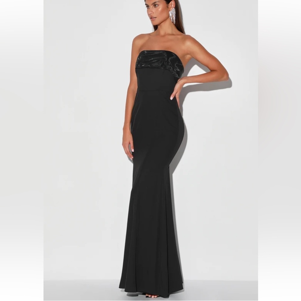 LULUS - Brilliantly Bold Black Strapless Mermaid Maxi Dress